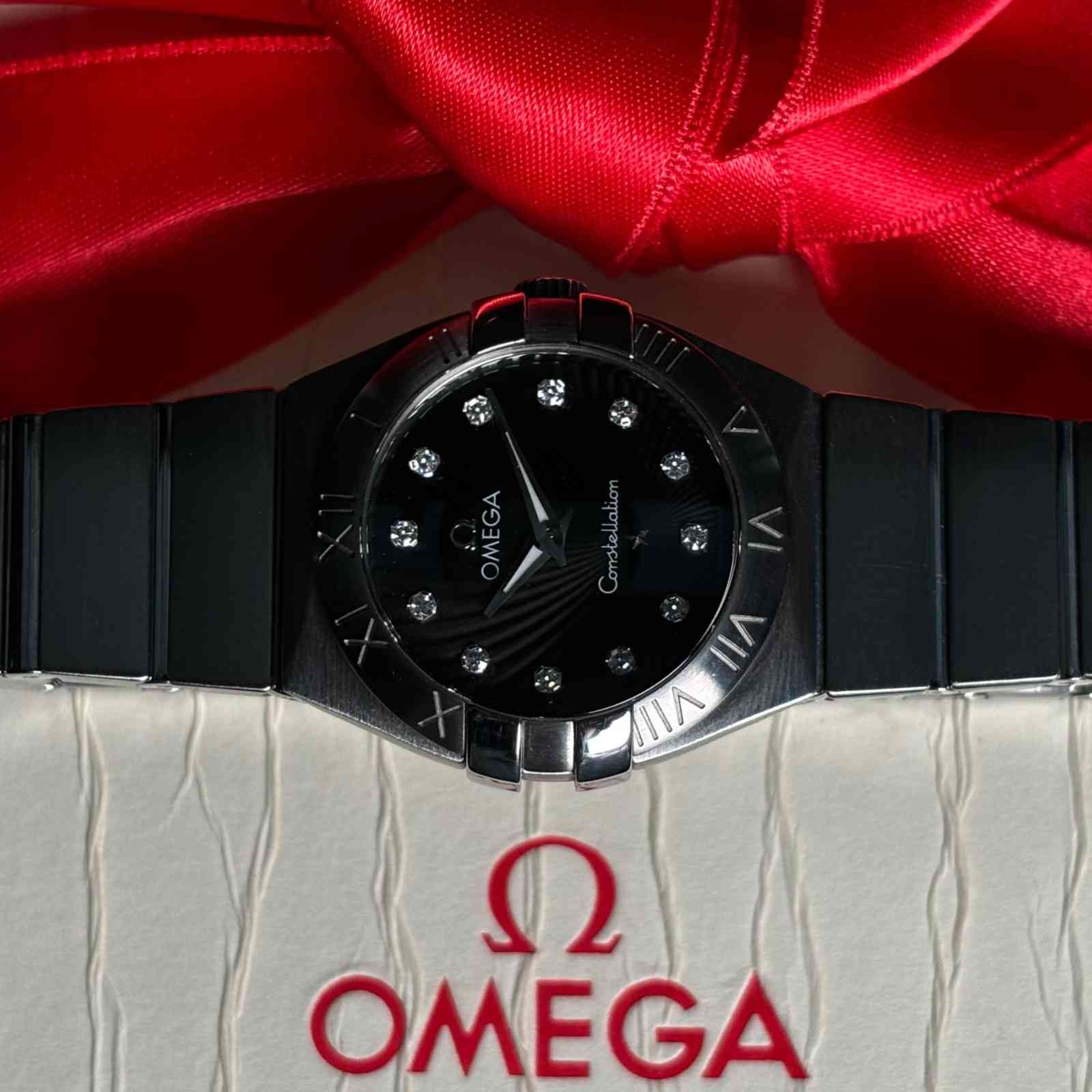 ساعت مچی زنانه امگا 27 میلیمتری تمام استیل صفحه برلیان Omega Constellation New Face مدل k-123.10.27.60.51.001-91744148 - تصویر 4