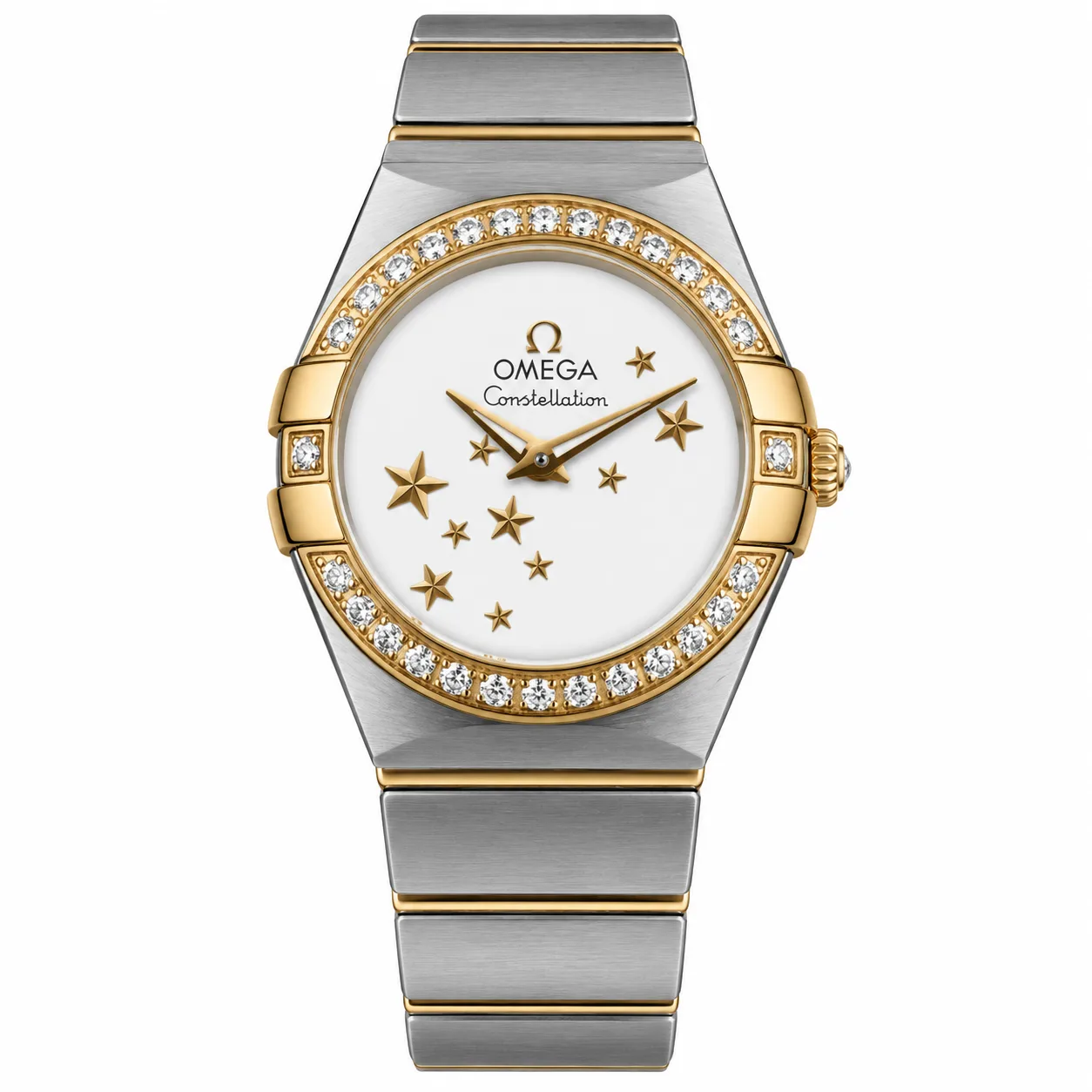 ساعت مچی زنانه امگا 24میلیمتری صفحه صدف زه برلیان Omega Constellation New Face مدل K-123.25.24.60.05.001-92234983