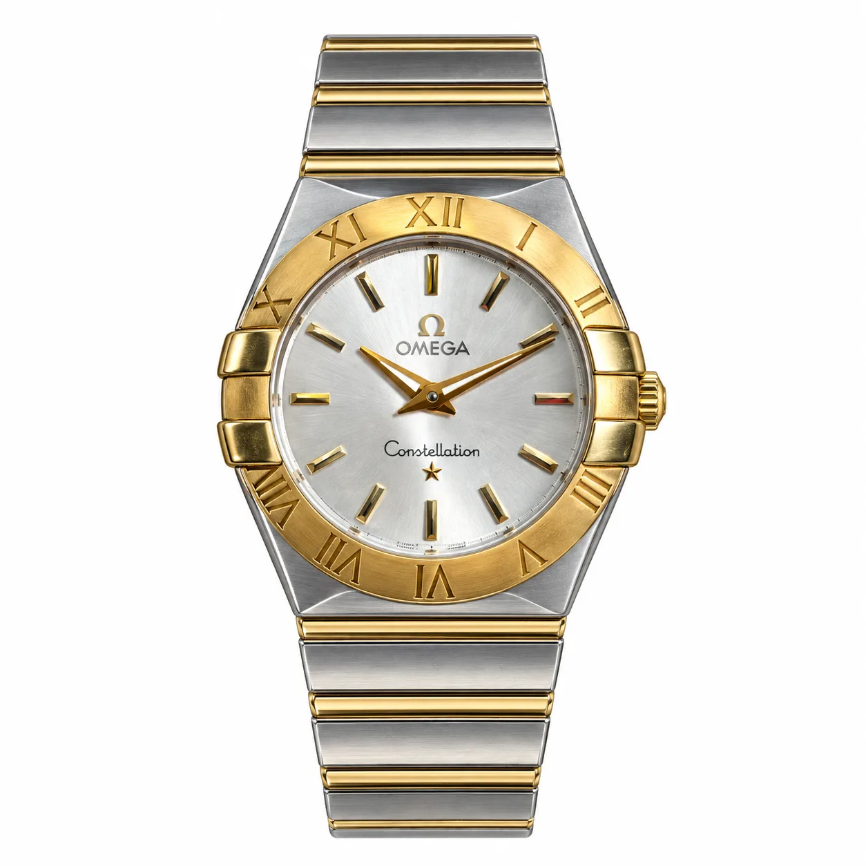 ساعت مچی زنانه امگا 27 میلیمتری تمام میخ طلا Omega Constellation مدل k-123.20.27.60.02.004-91877488