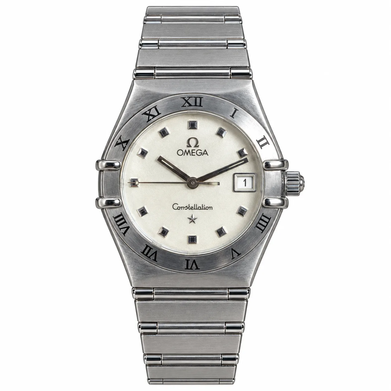 ساعت مچی زنانه امگا 27.5 میلیمتری تمام استیل صفحه صدف Omega Constellation مدل k-1344.00.00-56286967