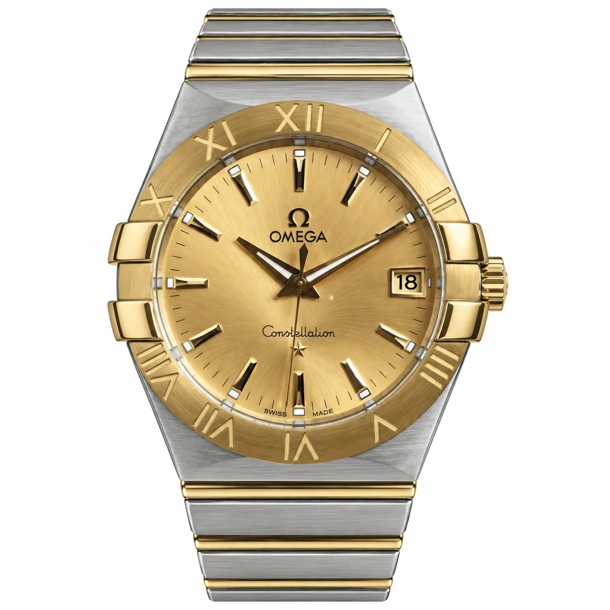 ساعت مچی مردانه امگا 35 میلیمتری تمام میخ طلا آکبند Omega Constellation مدل k-123.20.35.60.08.002-91068446